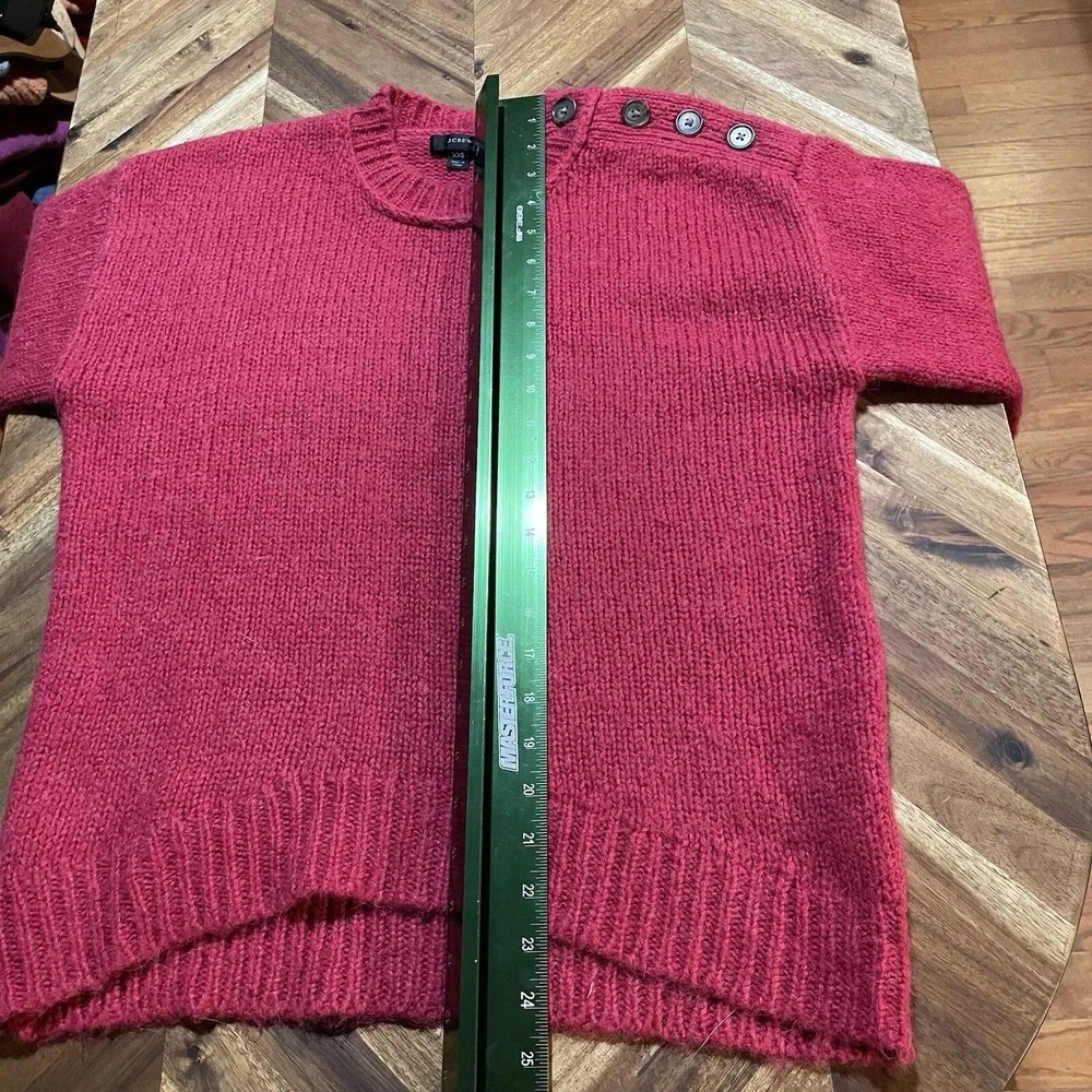 J Crew Sweater Alpaca Wool Magenta Button Shoulder Fuzzy Sweater Size XXS‎ Soft